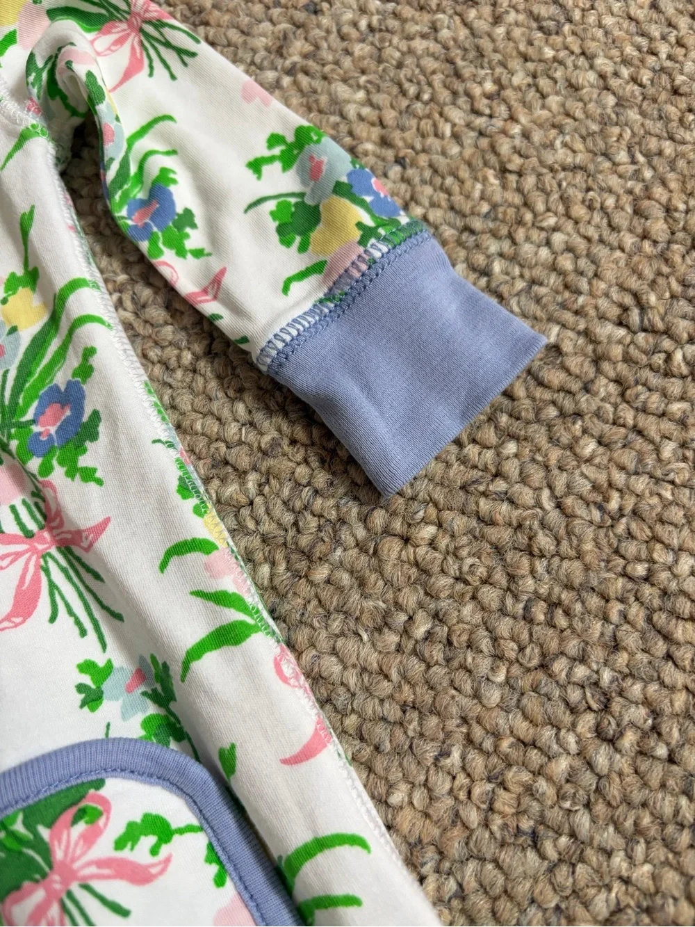 TBBC Floral Print Pink & Green Kids One-Piece Footed Pajamas